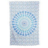 80" X 56" Blue And White Mandala Cotton Hanging Tapestry