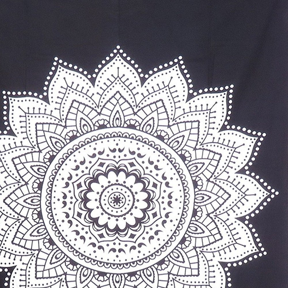80" X 56" Black And White Mandala Cotton Hanging Tapestry