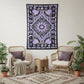 80" X 56" Purple Black And White Mandala Cotton Hanging Tapestry