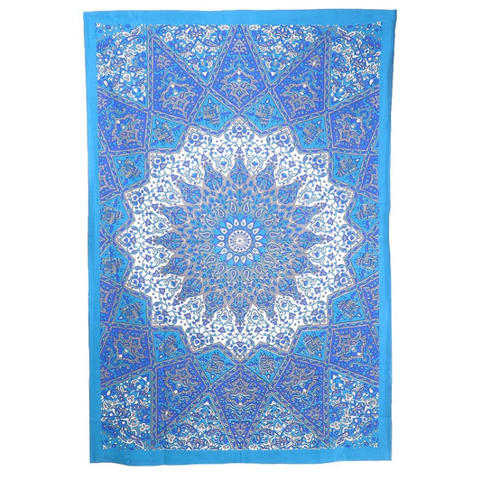 80" X 56" Royal Blue Mandala Cotton Hanging Tapestry