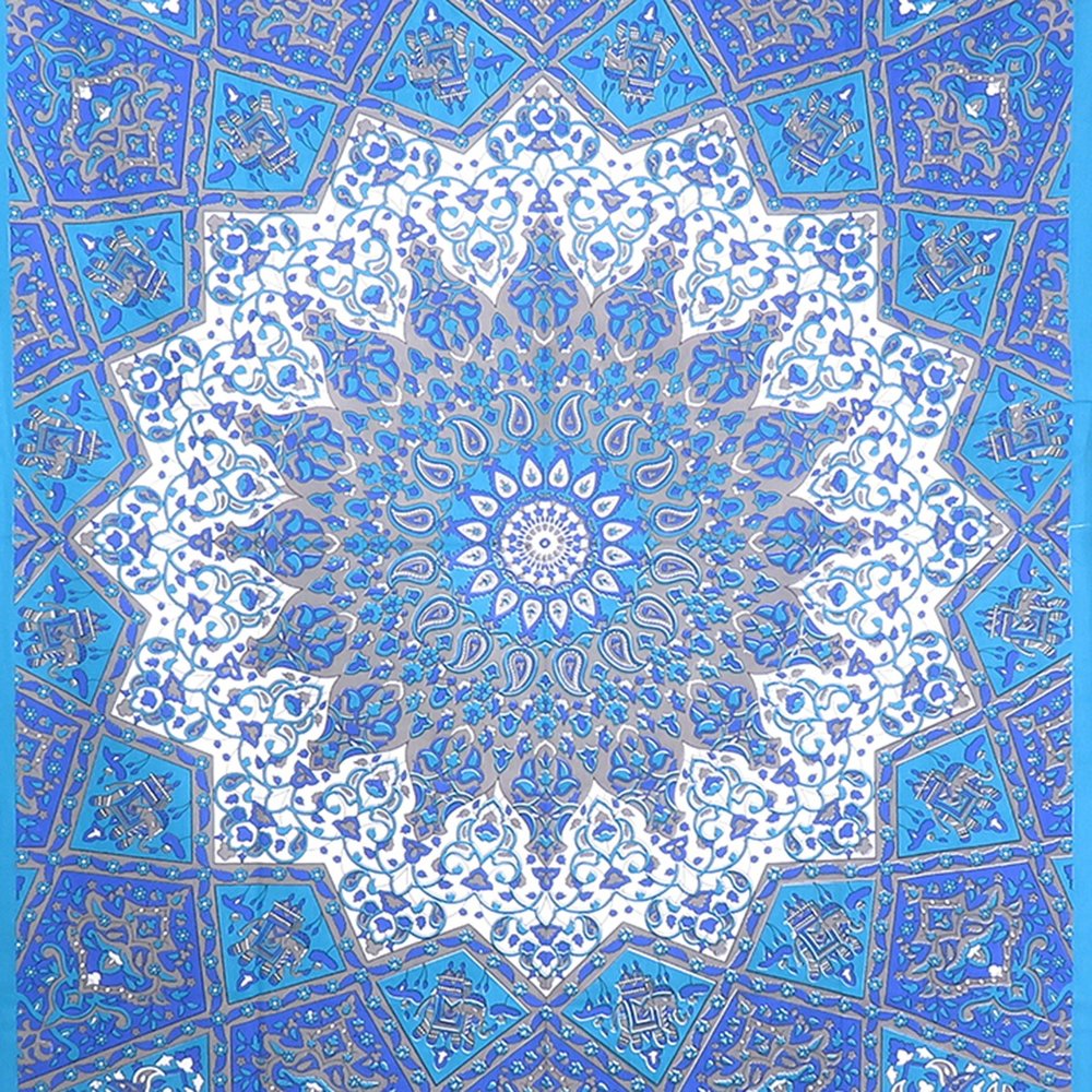 80" X 56" Royal Blue Mandala Cotton Hanging Tapestry
