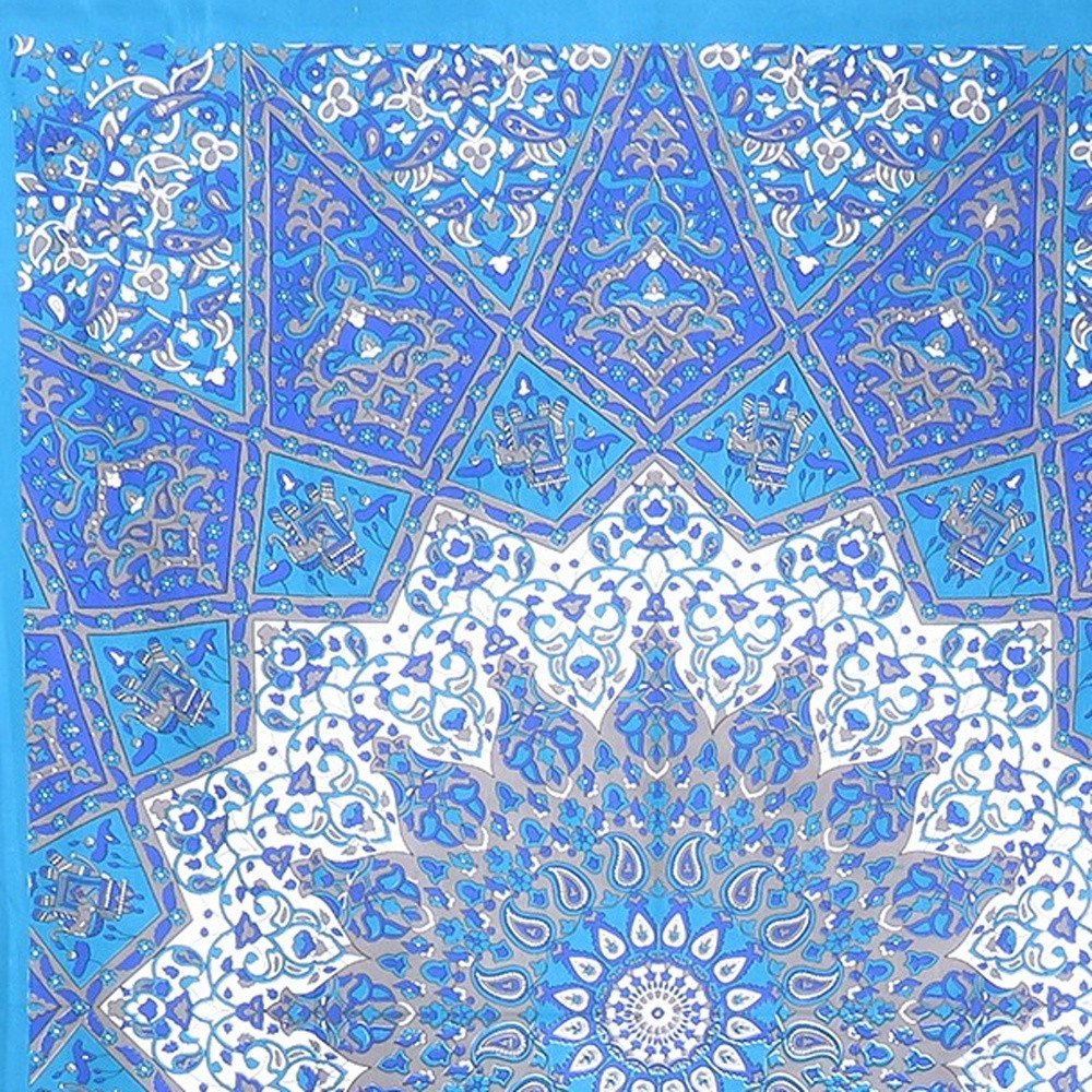 80" X 56" Royal Blue Mandala Cotton Hanging Tapestry