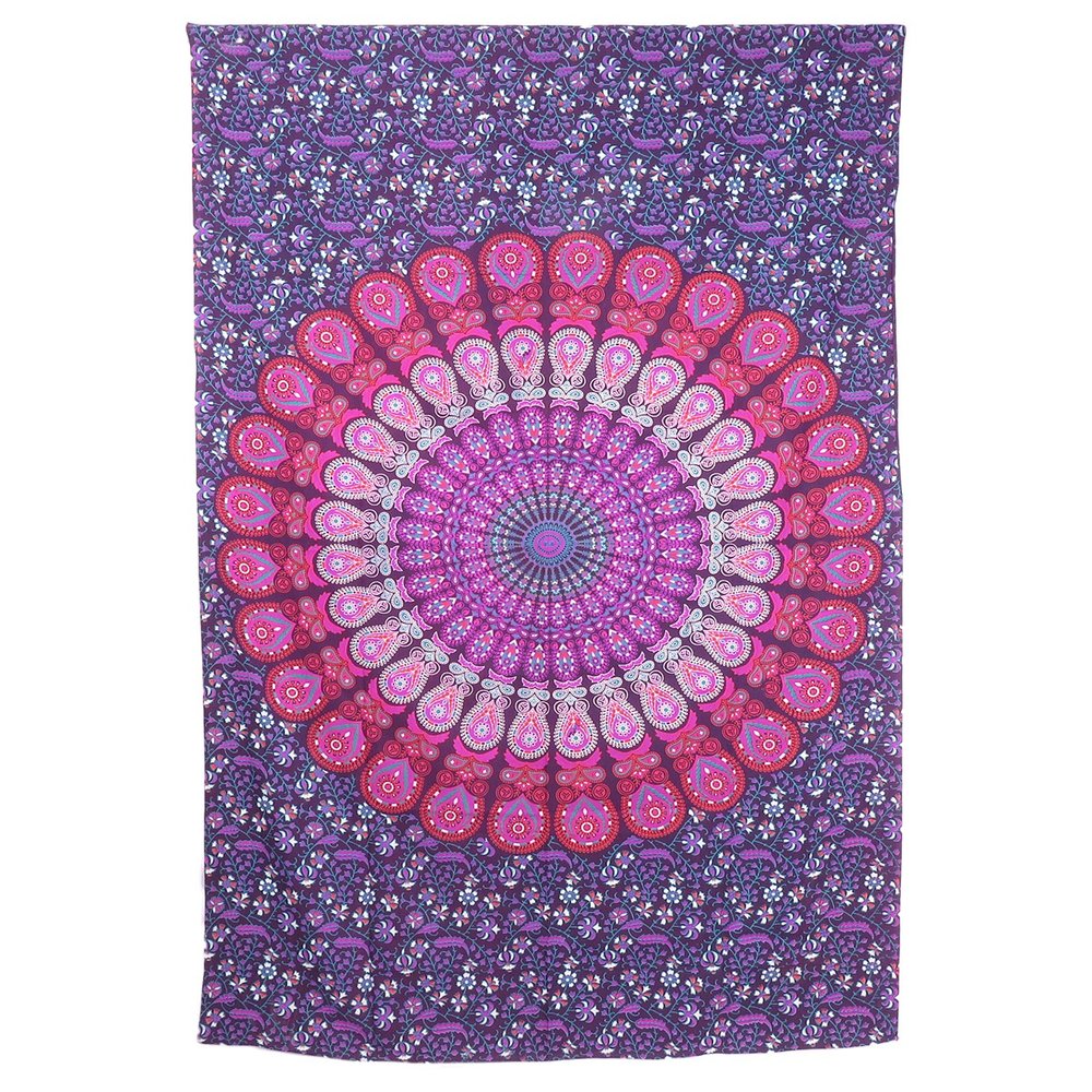 80" X 56" Purple Pink And White Mandala Cotton Hanging Tapestry
