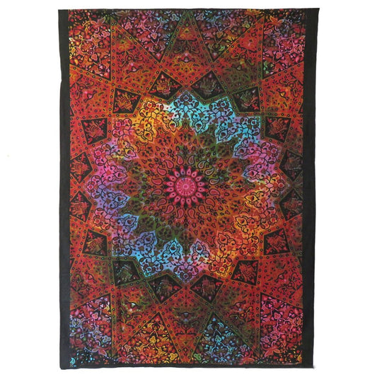 Black And Red Floral Cotton Twin Flat Sheet