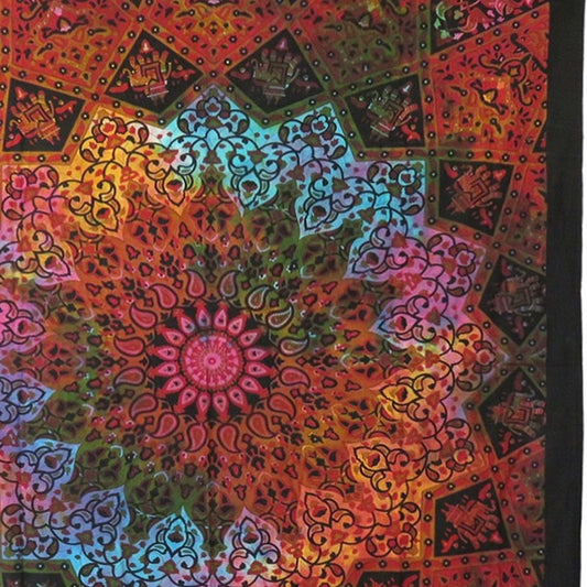 Black And Red Floral Cotton Twin Flat Sheet
