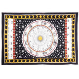 80" X 56" Black White And Yellow Cotton Hanging Tapestry