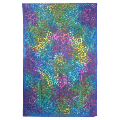 Blue And Pink Floral Cotton Twin Flat Sheet