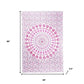 80" X 56" Pink And White Mandala Cotton Hanging Tapestry