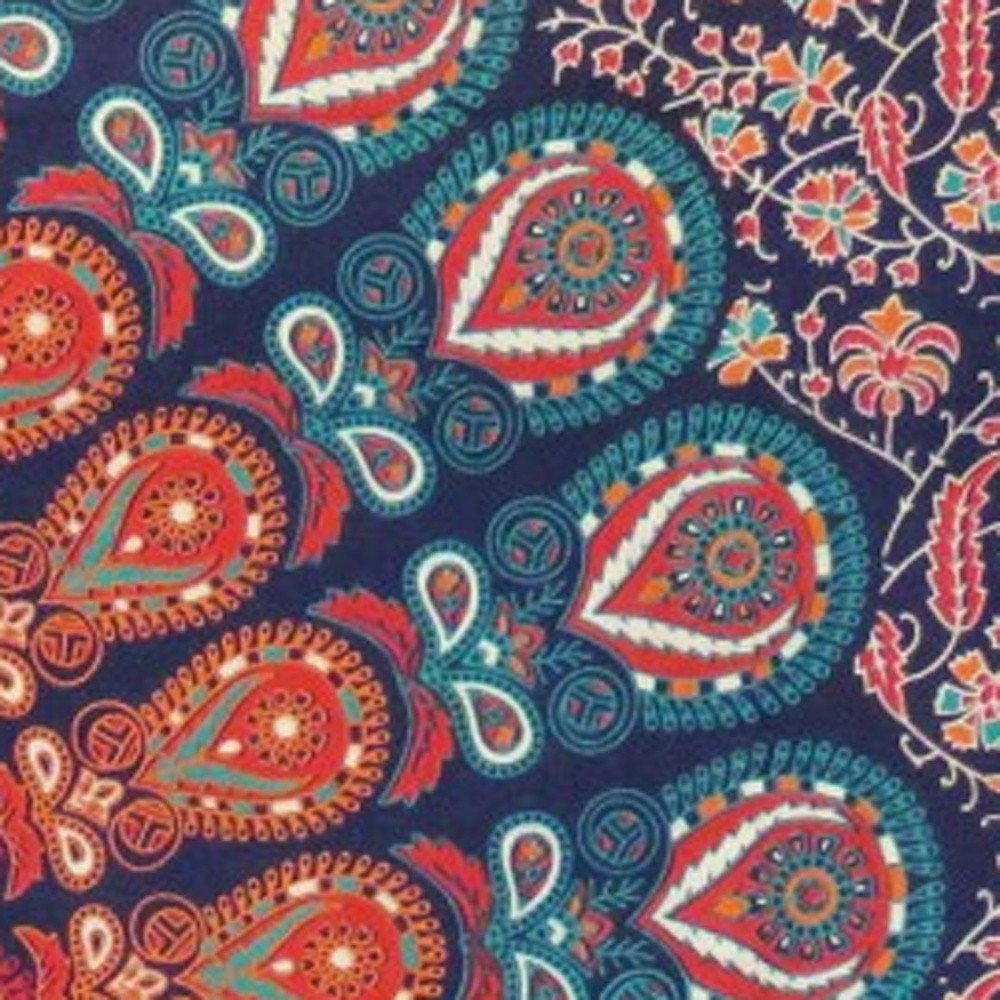 Blue and Orange Floral Cotton