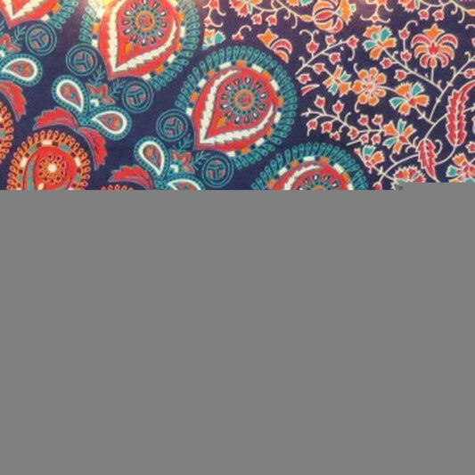 Blue and Orange Floral Cotton