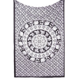 80" X 56" Black And White Mandala Cotton Hanging Tapestry