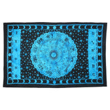 80" X 56" Black And Blue Cotton Hanging Tapestry