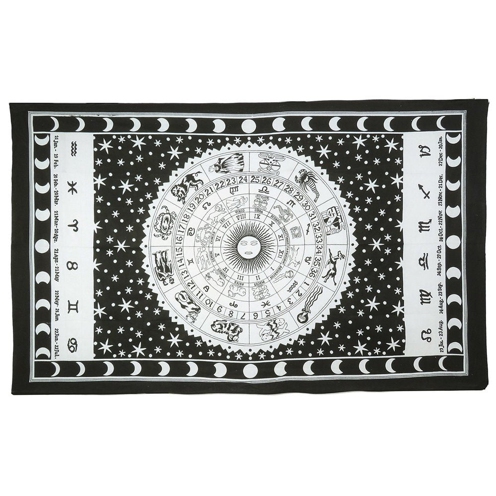 80" X 56" Black And White Cotton Hanging Tapestry
