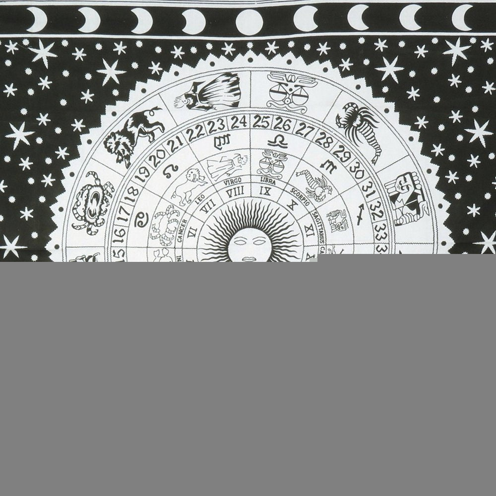 80" X 56" Black And White Cotton Hanging Tapestry