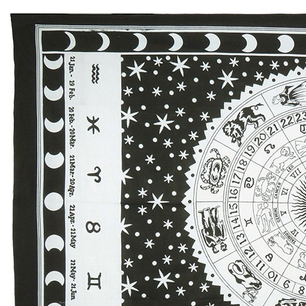 80" X 56" Black And White Cotton Hanging Tapestry