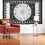 80" X 56" Black And White Cotton Hanging Tapestry
