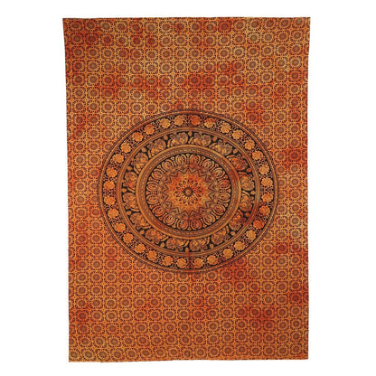 Orange And Black Floral Cotton Twin Flat Sheet