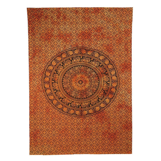 Orange And Black Floral Cotton Twin Flat Sheet