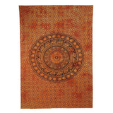 Orange And Black Floral Cotton Twin Flat Sheet