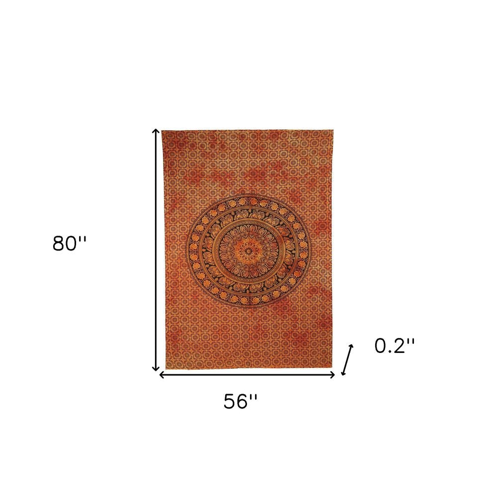 Orange and Black Floral Cotton