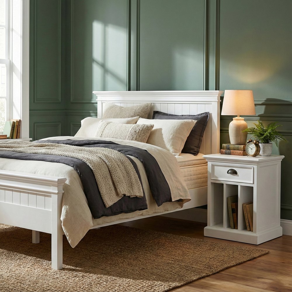 Classic White Panel Queen Size Bed