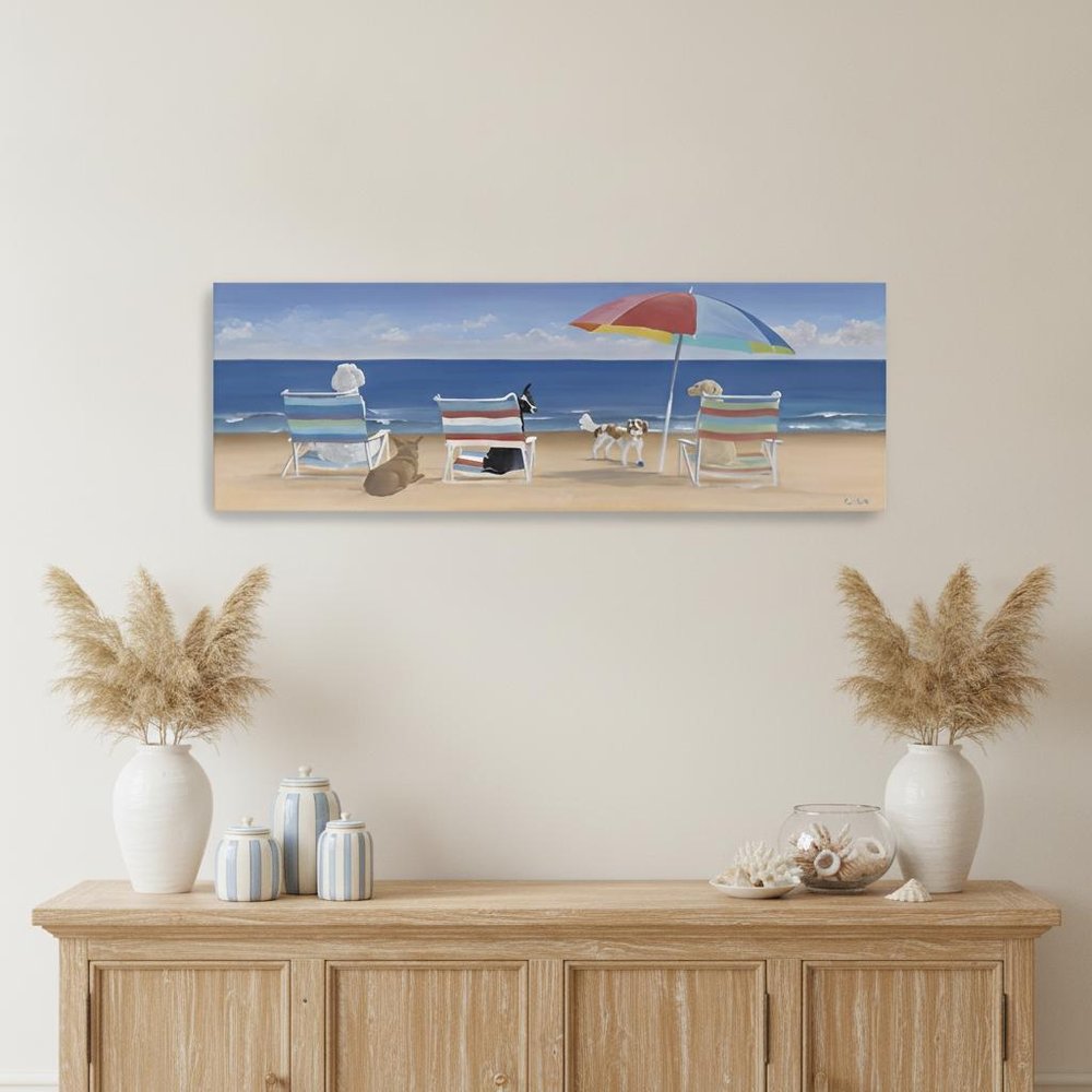 Dogs Perfect Beach Day Unframed Canvas Wall Art
