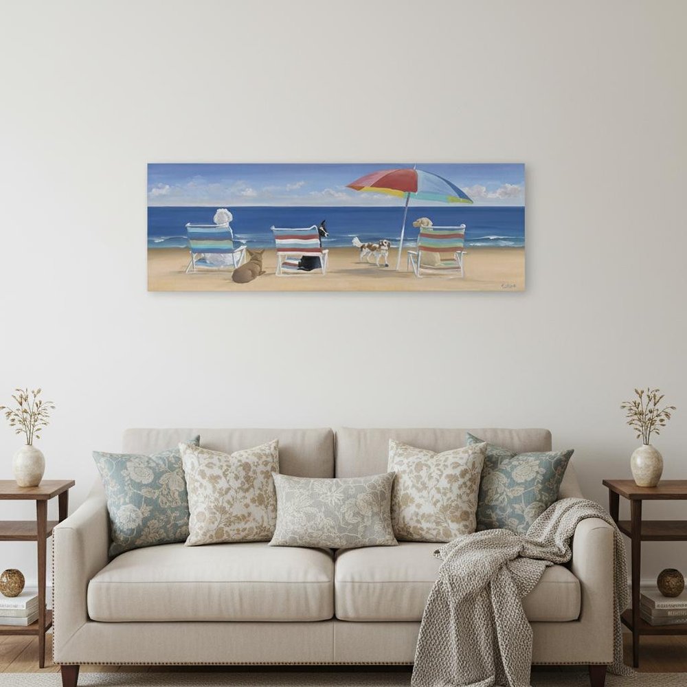Dogs Perfect Beach Day Unframed Canvas Wall Art