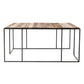Set of Three 39" Brown And Black Solid Wood And Iron Square Nested Coffee Tables
