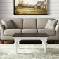 39" Brown and White Wood Square Distressed Coffee Table