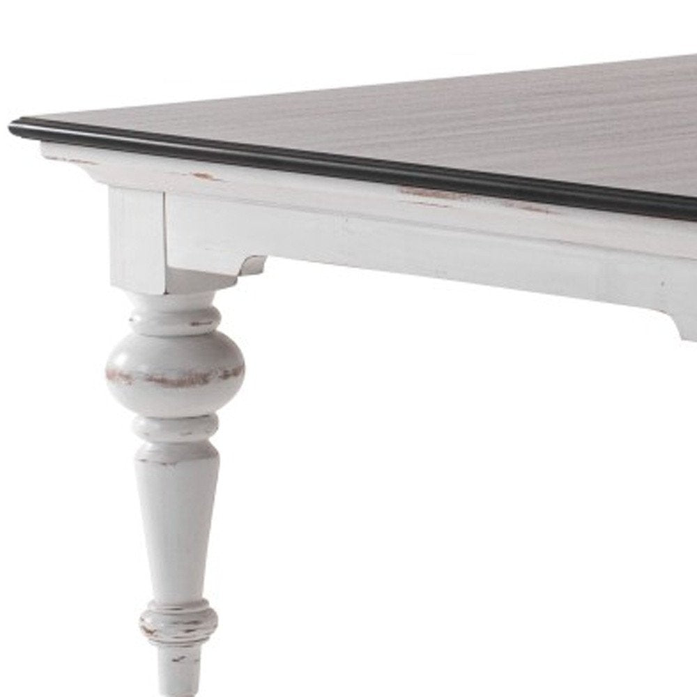 39" Brown and White Wood Square Distressed Coffee Table