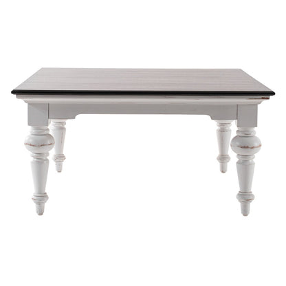 39" Brown and White Wood Square Distressed Coffee Table
