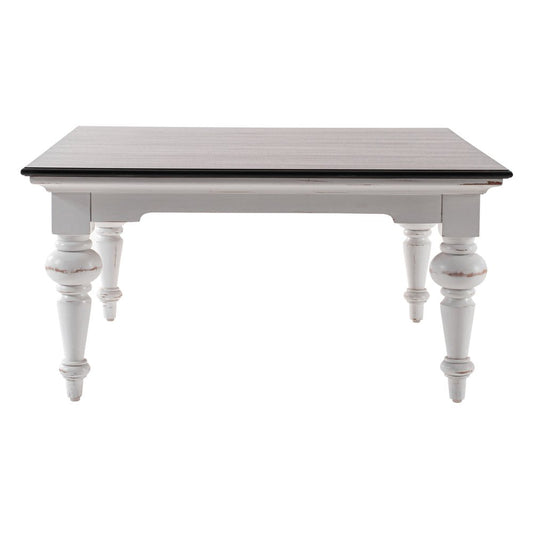39" Brown and White Wood Square Distressed Coffee Table