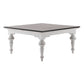 39" Brown and White Wood Square Distressed Coffee Table