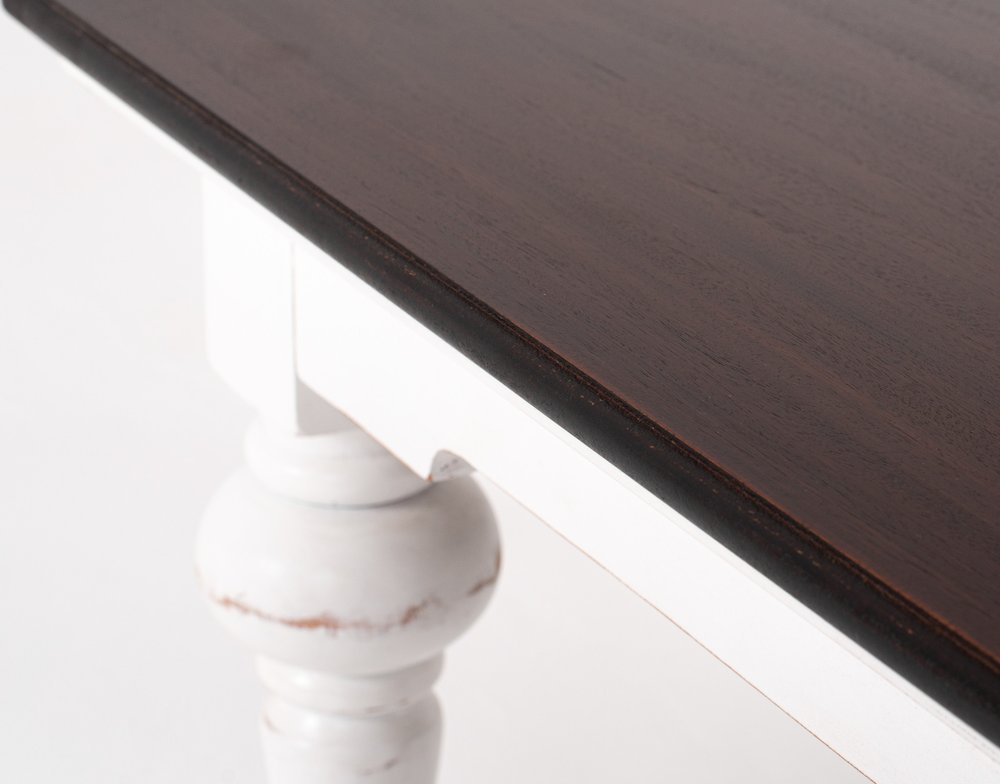 39" Brown and White Wood Square Distressed Coffee Table