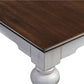 39" Brown and White Wood Square Distressed Coffee Table
