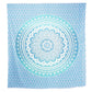 92" X 84" Sea Green And White Mandala Cotton Hanging Tapestry