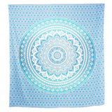 92" X 84" Sea Green And White Mandala Cotton Hanging Tapestry