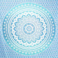 92" X 84" Sea Green And White Mandala Cotton Hanging Tapestry