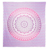 92" X 84" Pink And White Mandala Cotton Hanging Tapestry