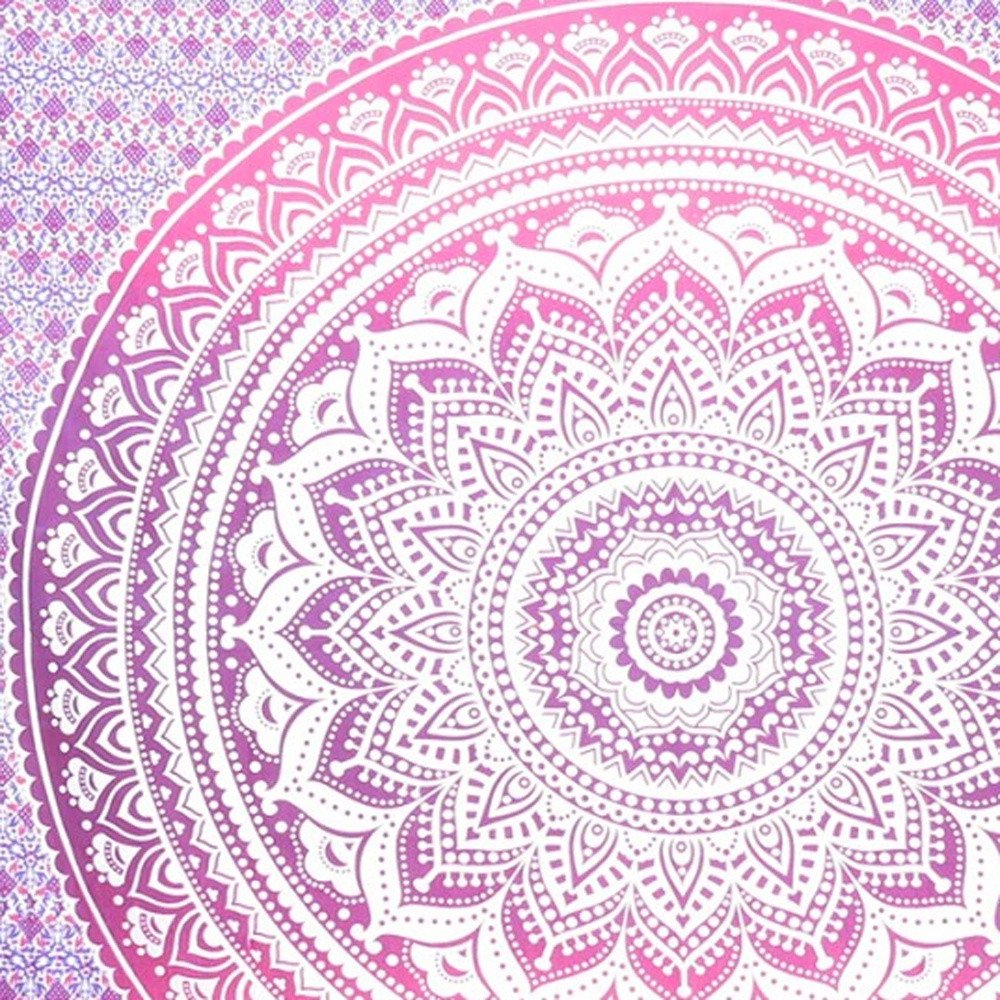92" X 84" Pink And White Mandala Cotton Hanging Tapestry