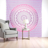 92" X 84" Pink And White Mandala Cotton Hanging Tapestry