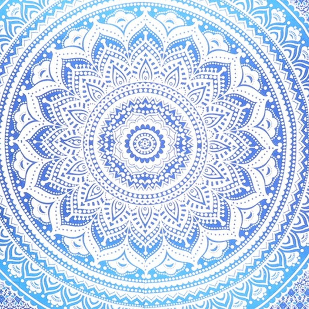 92" X 84" Blue And White Mandala Cotton Hanging Tapestry