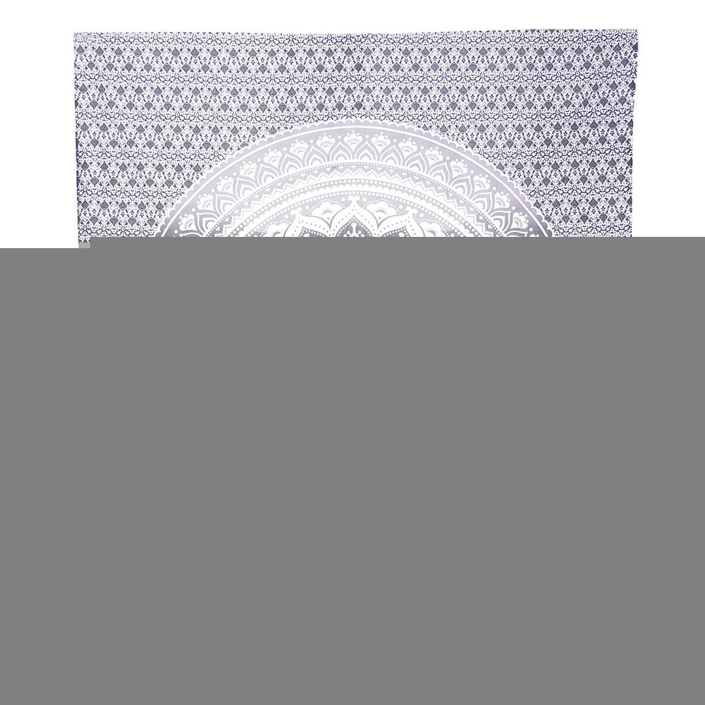 92" X 84" Gray And White Mandala Cotton Hanging Tapestry