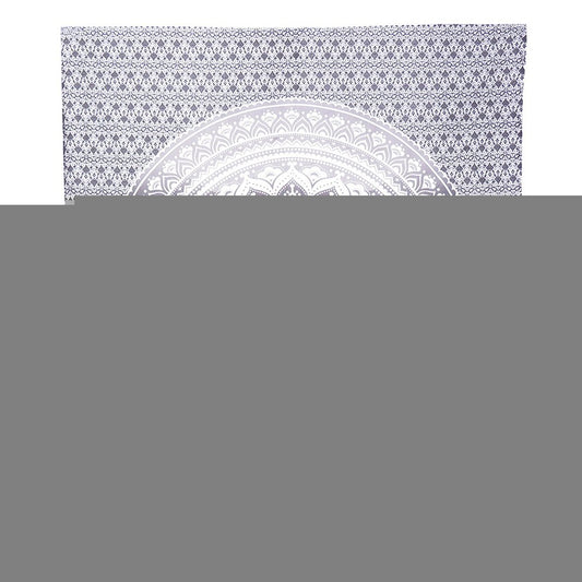 92" X 84" Gray And White Mandala Cotton Hanging Tapestry