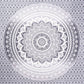 92" X 84" Gray And White Mandala Cotton Hanging Tapestry