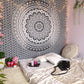 92" X 84" Gray And White Mandala Cotton Hanging Tapestry