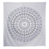 92" X 84" Black And White Mandala Cotton Hanging Tapestry