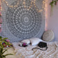 92" X 84" Black And White Mandala Cotton Hanging Tapestry