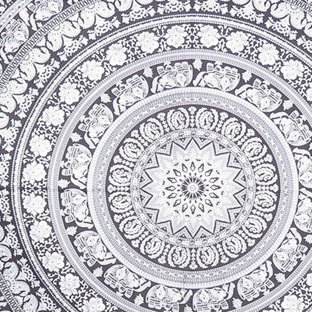 92" X 84" Black And White Mandala Cotton Hanging Tapestry