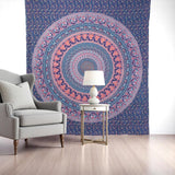 92" X 84" Green Blue And Orange Mandala Cotton Hanging Tapestry